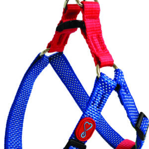 COLEIRA PEITORAL AMERICANO NYLON POA AZUL VERMELHO CACHORRO