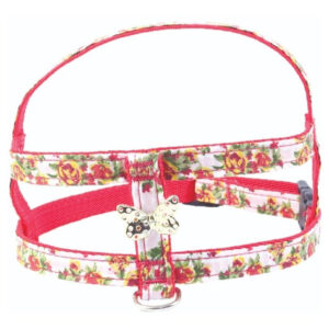 Coleira Peitoral Pet + Guia Modelo Floral, Passeio Cachorro