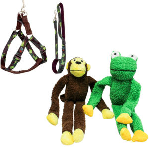 KIT SELVA PARA PET -  Peitoral Americano + Pelucia Macaco Sapo Bob -